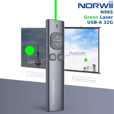 Bút trình chiếu kĩ thuật số LASER xanh NORWii N96S dùng cho màn hình LED/TV và màn chiếu. Tích hợp bộ nhớ 32GB. HÀNG CHÍNH HÃNG CÓ BẢO HÀNH 