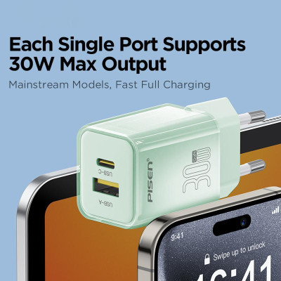 Sạc Nhanh Pisen Quick - Vivid Crystal 30W 1C1A - Màu Trắng