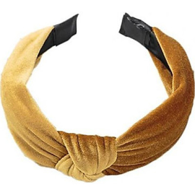 Bờm cài tóc turban nữ BN30B bản to vải nhung mầu vàng