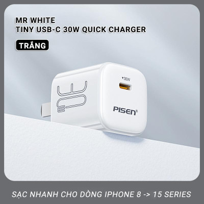 Sạc Nhanh Pisen Quick - Mr White Tiny USB-C 30W