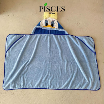 Khăn Ủ Áo Choàng Tắm PISCES TOWEL Có Mũ Cho Bé Hình Vịt Donan Ngộ Nghĩnh Mềm Mại Thấm Hút Tốt