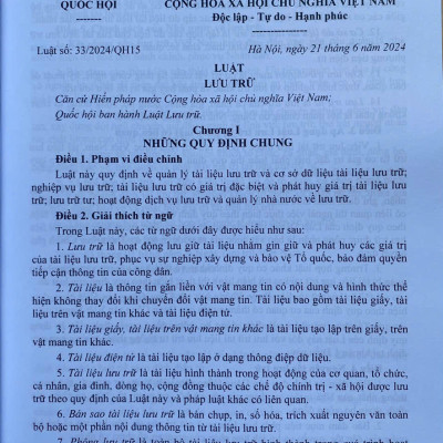 Luật Lưu Trữ - Công Tác Văn Thư, Lưu Trữ; Thời Hạn  Bảo Quản Hồ Sơ, Tài Liệu Trong Hoạt Động Của Cơ Quan, Tổ Chức, Đơn Vị 