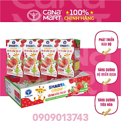 Thùng sữa nước trái cây Nutricare Smarta Grow (vị dâu) dinh dưỡng cho trẻ thấp còi (110ml)