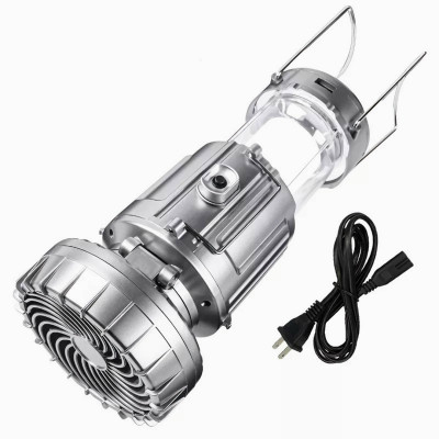 Đèn năng lượng mặt trời kèm quạt GSH9299 cầm tay sử dụng pin Lithium tiện dụng, tích điện 3 chức năng đèn pin, quạt và cổng đầu ra USB, chống nước đi cắm trại, dã ngoại - Hàng chính hãng