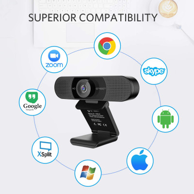Emeet C960 / C960 4K - Webcam Họp Trực Tuyến Góc Rộng, Full HD/ 4K Tự Động Lấy Nét Và Căn Chỉnh Ánh Sáng - Hàng Chính Hãng