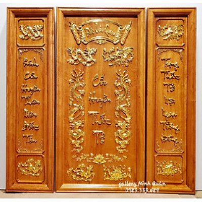 Bộ niễng thờ gia tiên -Cửu Huyền Thất Tổ bằng gỗ hương đá