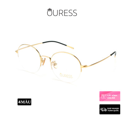 Gọng kính cận titan 80036 nửa khung thời trang mắt kính OURESS nam nữ siêu nhẹ siêu bền