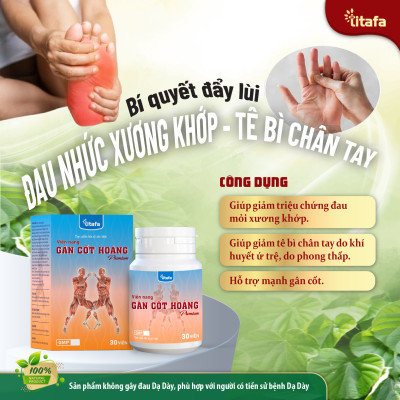 Viên nang GÂN CỐT HOÀNG (Hộp 30 viên) – Hỗ trợ mạnh gân cốt, giảm đau nhức xương khớp, tê bì chân tay [Chính hãng TITAFA]