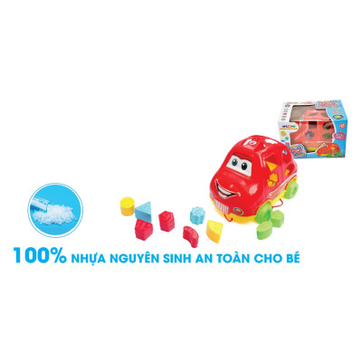 Ô tô kéo thả hình khối Antona vui nhộn màu ngẫu nhiên vàng đỏ