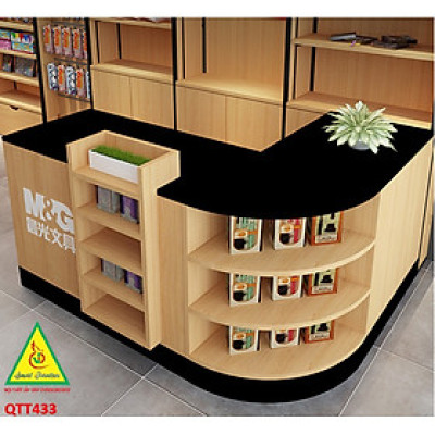 Quầy tính tiền, Bàn thu ngân cho cửa hàng tiện lợi, siêu thị mini QTT433 - NỘI THẤT LẮP RÁP VIENDONGADV