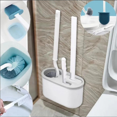 Bộ 3 Chổi Cọ Toilet Lavarbo Chuyên Nghiệp Silicon Xoay 360 Độ Kèm Hộp Đựng Treo Tường Gọn Gàng Đảm Bảo Vệ Sinh Mỹ Quan Nhà Tắm