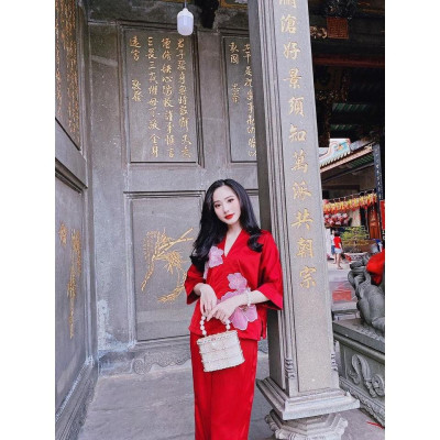 Đồ Lam Nữ Đi Chùa  SJ 01 Cao Cấp Trang Nhã Vải Lụa Hoa Nổi