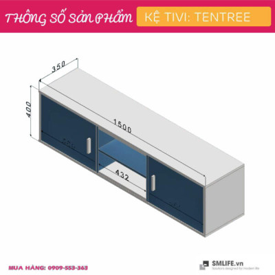 Kệ gỗ tivi đẹp cho phòng ngủ gia đình SMLIFE Tentree