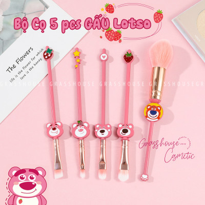 BỘ CỌ TRANG ĐIỂM MAKE UP 5 CÂY GẤU LOTSO HÀNG THỦ CÔNG ĐIÊU KHẮC PHUN SƠN TỈNH ĐIỆN CAO CẤP (KÈM TÚI ĐỰNG)