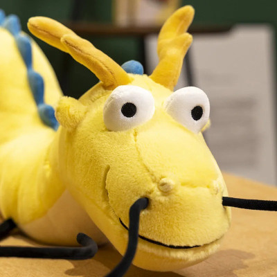 Thú nhồi bông con rồng vô tri có râu - Size từ 70cm đến 115cm - Quà tặng gấu bông con rồng nằm cong cong êm mịn.