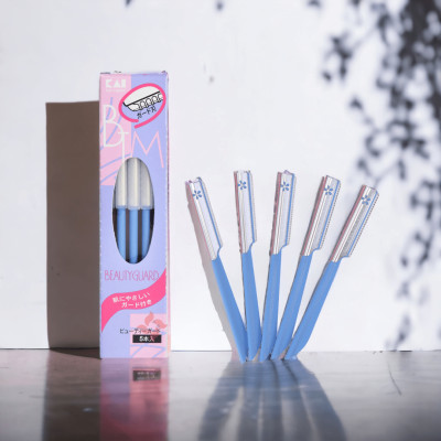 Dao Cạo Lông Mày Lưỡi Thép Có Màng Bảo Vệ Dành Cho Nữ Kai Kazor BTM Beauty Guar 00661 (Set 5 Cây)