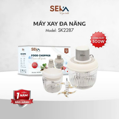 Máy Xay Thịt Thủy Tinh 2 Cối SEKA SK2287 Đa Năng 500W Tặng Kèm Lưỡi Đánh Ruốc- HÀNG CHÍNH HÃNG MINIIN