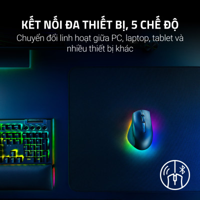Chuột Pro Click V2 | Công Thái Học | Không Dây | 30K DPI | 550 IPS | 5 Chế Độ Kết Nối | Led RGB | Hàng Chính Hãng