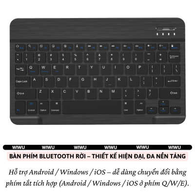 Case bao da bàn phím bluetooth bảo vệ 360 độ hiệu WIWU Protective Keyboard cho iPad Pro 11 13 inch M4 Pro 11 2020/21/22 Air 4/5/6/7 Gen 7 8 9 10.2 inch 10.5 inch Gen 10 10.9 inch - Bàn phím từ tính nam châm tháo rời, tích hợp giá đỡ - Hàng nhập khẩu