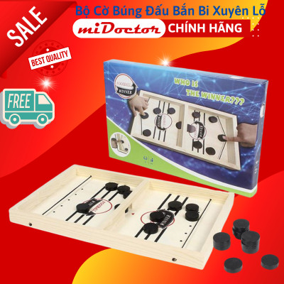 Bộ Đồ Chơi Cờ Búng Đối Kháng Xuyên Lỗ Gỗ Bàn Đấu Ice Hockey - Chọn Size - Foosball Winner, Sling Puck - Bắn Bi Xuyên Lỗ Chính Hãng miDoctor
