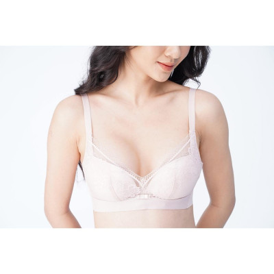 Áo Lót Nâng Ngực Nữ Không Gọng Đệm Dày LUPERI LU3AL862 Phối Ren Nâng Đẩy Ngực Bản Lưng Không Đường May 3 Móc