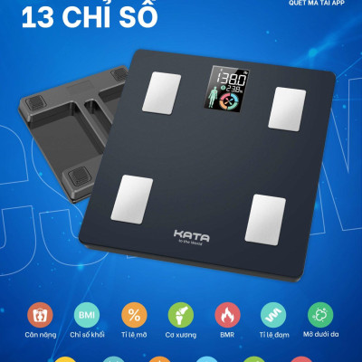 Cân sức khỏe thông minh KATA CS20M Full Tiếng Việt cân đo, theo dõi chỉ số sức khỏe của cả gia đình,trẻ nhỏ