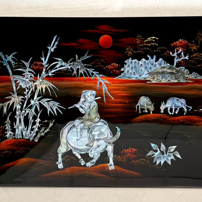 Tranh sơn mài cẩn ốc xà cừ cao cấp, ốc chìm, hàng xuất khẩu size 30x40 cm treo tường, trang trí nhà cửa,...