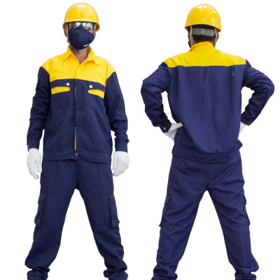 Bộ quần áo bảo hộ lao động, chất liệu kaki, màu cam phối, bền đẹp, chất lượng, thoáng mát AYU02