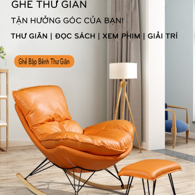 Ghế Thư Giãn Bập Bênh, Ghế Lười Đọc Sách Nghỉ Ngơi Có Kê Chân, Ghế Bập Bênh Giải Trí Xem Phim Bảo Hành 3 Năm