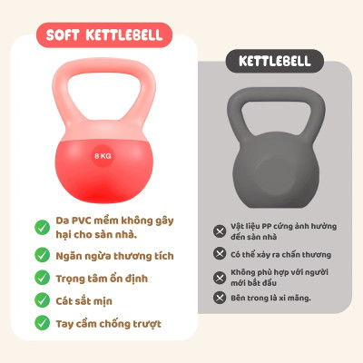 BG Tạ Bình Q312 - 8kg Cao Su Mềm, chuông Ấm, Tạ Ấm