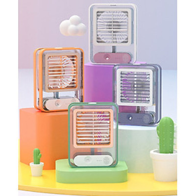 Quạt Điều Hòa Hơi Nước Mini Quạt Tích Điện Phun Sương 3 Chế Độ Kiêm Đèn Ngủ Led 7 Màu Chế độ Hẹn Giờ Thông Minh Hàng CHÍNH Hãng