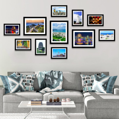 Bộ Khung Ảnh Treo Tường Phong Cảnh Đà Nẵng Đẹp Tặng Kèm bộ ảnh như hình mẫu, đinh treo tranh và sơ đồ treo - PGC282