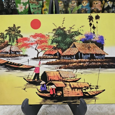 Tranh sơn mài - ĐỒNG QUÊ VIỆT NAM -Hàng xuất khẩu size 30x40 cm