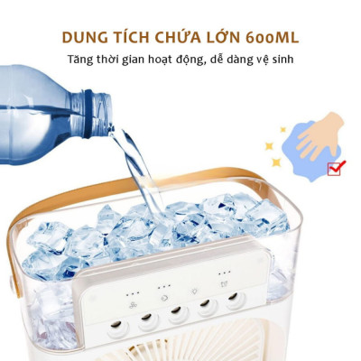 Quạt Điều Hòa Hơi Nước Mini, Quạt Phun Sương Tạo Ẩm Làm Mát Để Bàn, Hẹn Giờ Thông Minh Tích Hợp Đèn Ngủ - HÀNG CHÍNH HÃNG MINIIN