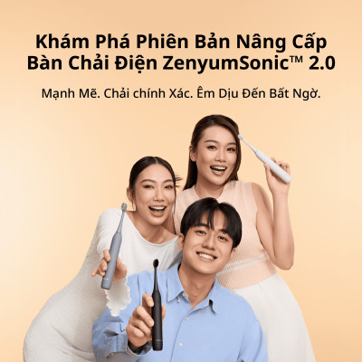 Bộ Bàn Chải Điện Zenyum Sonic MỚI 2.0 + 3 Đầu Thay Thế Công nghệ Singapore - Màu Xám