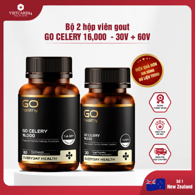 Bộ Sản Phẩm 2 Hộp Viên Gout Nhập Khẩu Chính Hãng New Zealand Go Celery 16000mg (30 + 60 Viên)