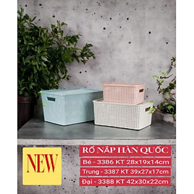Giỏ đựng đồ có nắp đậy bằng nhựa cao cấp kiểu dáng màu sắc phong cách hàn quốc
