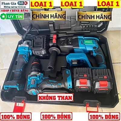 [LOẠI 1] Bộ Combo 3 Máy Gồm Máy Khoan Đục Bê Tông, Máy Mài Và Máy Chuyên Vít Dùng Pin 199V 15 Cell Máy Khoan Siêu Khỏe