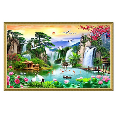 Tranh dán tường phong thủy Lưu Thủy Sinh Tài - Tiền Vô Như Nước NewTM-0142K