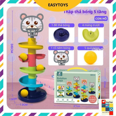 [Siêu sale] Đồ chơi trẻ em Tháp bóng lăn, cầu trượt thả bóng xoay vòng nhiều 7 tầng 7 bóng EASYTOYS giú