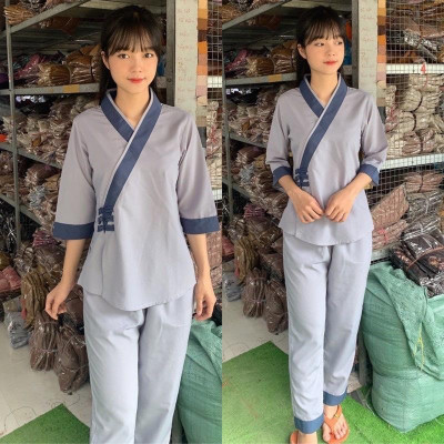 ĐỒ LAM ĐI CHÙA  Mẫu Cài Cút Kate Mịn