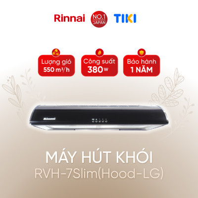 Máy hút mùi 70cm Rinnai RVH-7Slim(Hood-LG) than hoạt tính và ống thoát 380W - Hàng chính hãng.