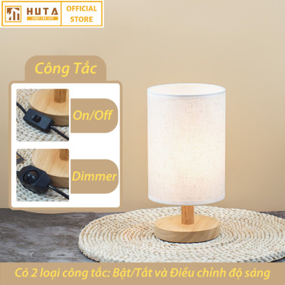 Đèn Ngủ Để Bàn Gỗ HUTA G1 Chao Tròn Vintage Dễ Thương, Decor Trang Trí Phòng Ngủ, Đọc Sách Đầu Giường, Điều Chỉnh Độ Sáng, Bóng Led Sáng Vàng Tiết Kiệm Điện