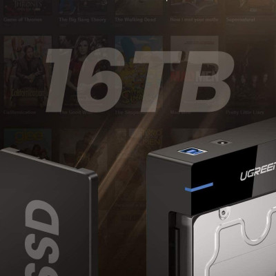 Ugreen UG50423US222TK hỗ trợ 16TB hộp đựng ổ cứng 3.5" 2.5 inch chuẩn SATA ra usb 3.0 có cấp nguồn - HÀNG CHÍNH HÃNG
