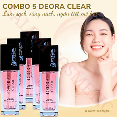 COMBO 5 Lọ Xịt Khử Mùi DEORA CLEAR Quyên Lara 50ml, Khử Mùi Hôi Nách, Ngăn Tiết Mồ Hôi