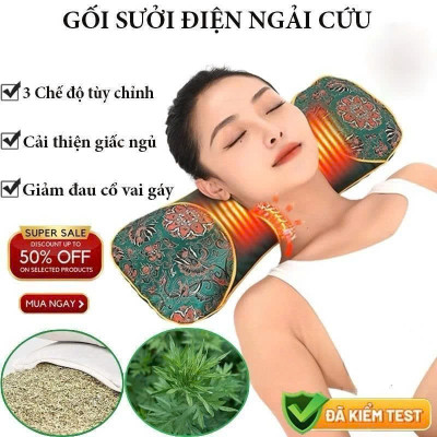 Gối Ngải Cứu Điện Làm Nóng Giảm Đau Mỏi Vai Gáy Nhanh Chóng – Thư Giãn Vai Gáy, Hương Thơm Tự Nhiên