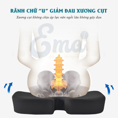 Nệm ngồi văn phòng chống thâm mông, xệ mông, đau xương cụt Ema cho dân văn phòng, lái xe, sinh viên, học sinh