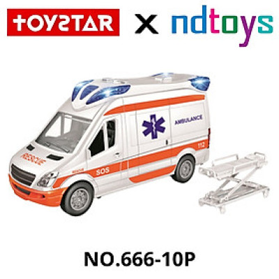 TOYSTAR - 666-10P Mô hình Xe cứu thương thành phố (nhỏ) tỉ lệ 1:14, Xe ô tô đồ chơi cho bé