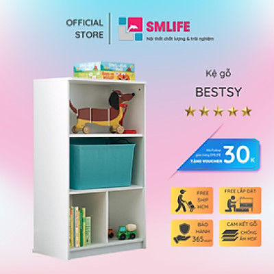 Giá sách gỗ đẹp trang trí gia đình SMLIFE Bestsy