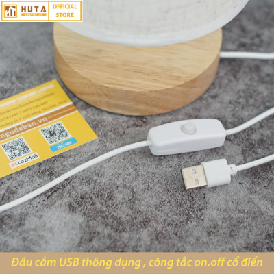 Đèn Ngủ Để Bàn Gỗ HUTA G9 Mini Phong Cách Vintage, Đầu Cắm USB, Decor Trang Trí Phòng Ngủ, Đầu Giường, Dải Led Ánh Sáng Vàng